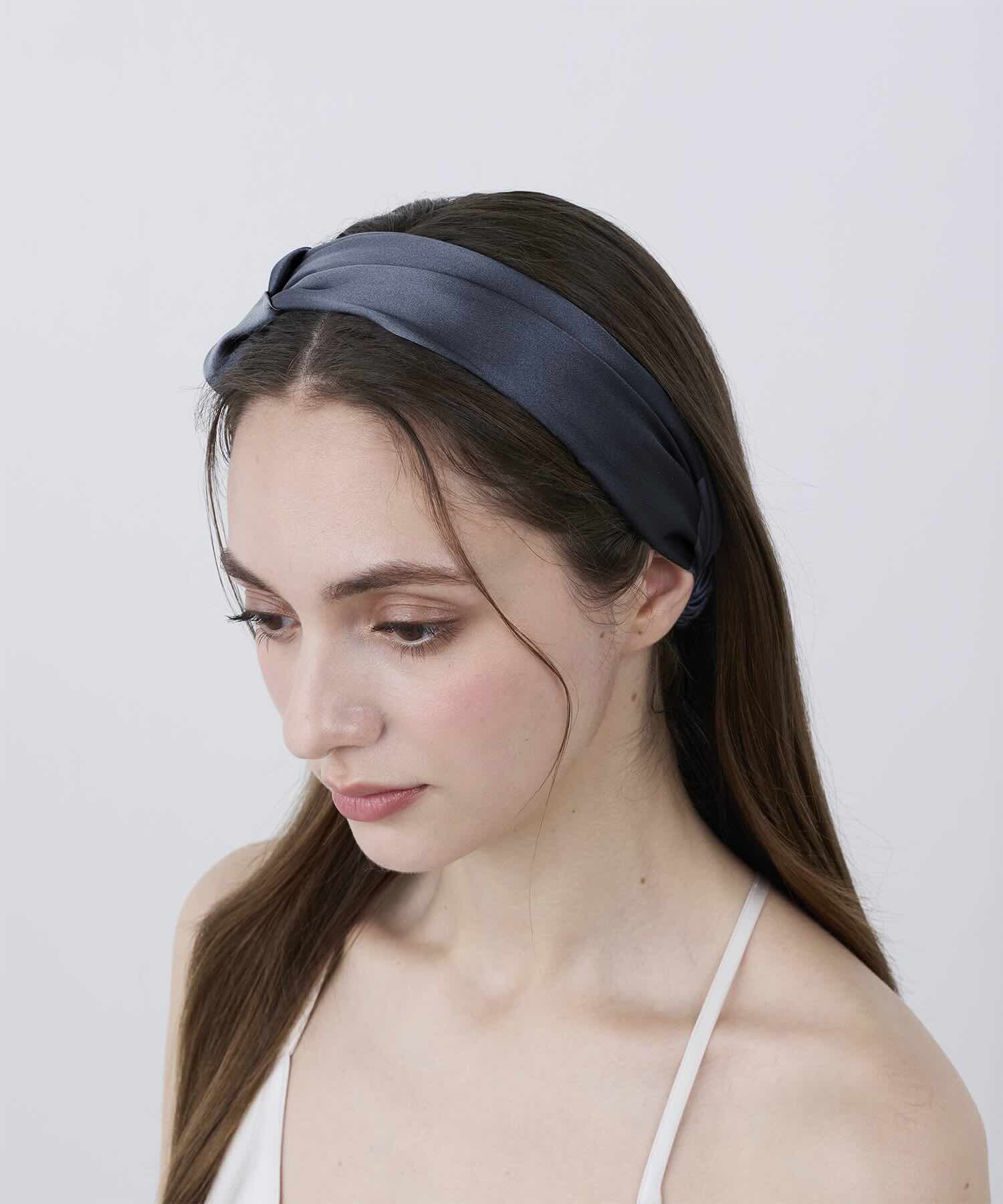シルクヘアバンド チャコールグレー