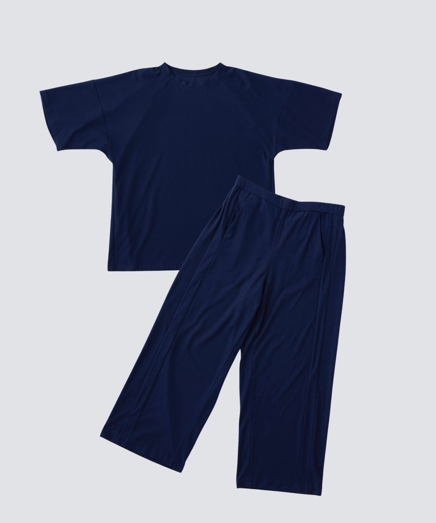 【セットアップ】ロイヤル オーガニックコットン Tシャツ & ワイドパンツ ネイビー - Foo Tokyo Japan 公式オンラインストア