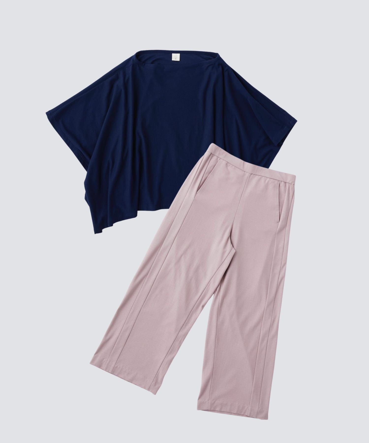 【セットアップ】ロイヤル オーガニックコットン ポンチョ(ネイビー) & ワイドパンツ(グレージュ) - Foo Tokyo Japan 公式オンラインストア